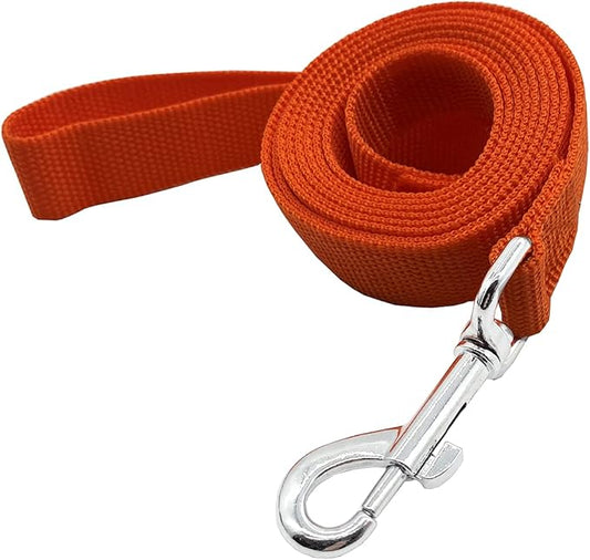 Nylon Dog Training Leash, Traction Rope, 4Ft /5 Foot /6 Feet Long, 5/8 inch 3/4 Inch 1 Inch Wide, for Small and Medium Dogs (5/8'' x 4 FT, Orange)