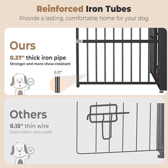Lyromix 33'' Dog Crate Furniture with 3 Doors,Wooden Crate End Table Heavy Duty Indoor Puppy Cage for Small to Medium Dogs, Multiple Units Can be Combined, Walnut