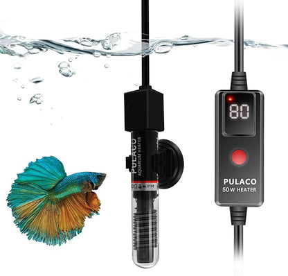 PULACO 50 Watt Small Aquarium Betta Heater for 1-10 Gallon Tank