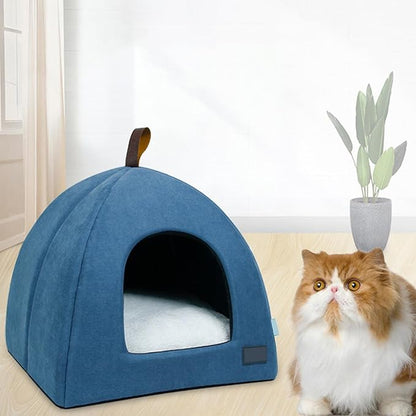 Zerone Pet Tent, Foldable Cat Bed Breathable Cat House Indoor Pet Tent Dog Bed with Mat (L)