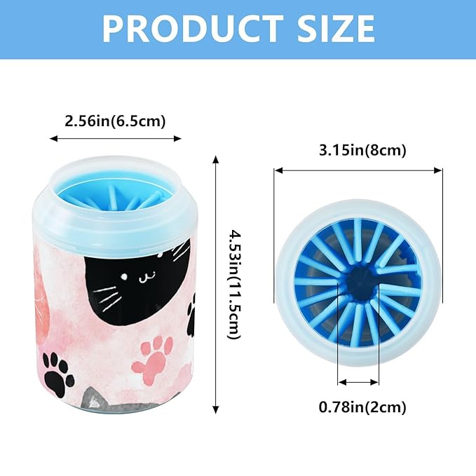 Dog Paw Cleaner Cups for Dogs Pet Foot Washer Paw Scrubber for Medium Small Dogs Cats Cleaning Cup Cat Faces and Paw Print
