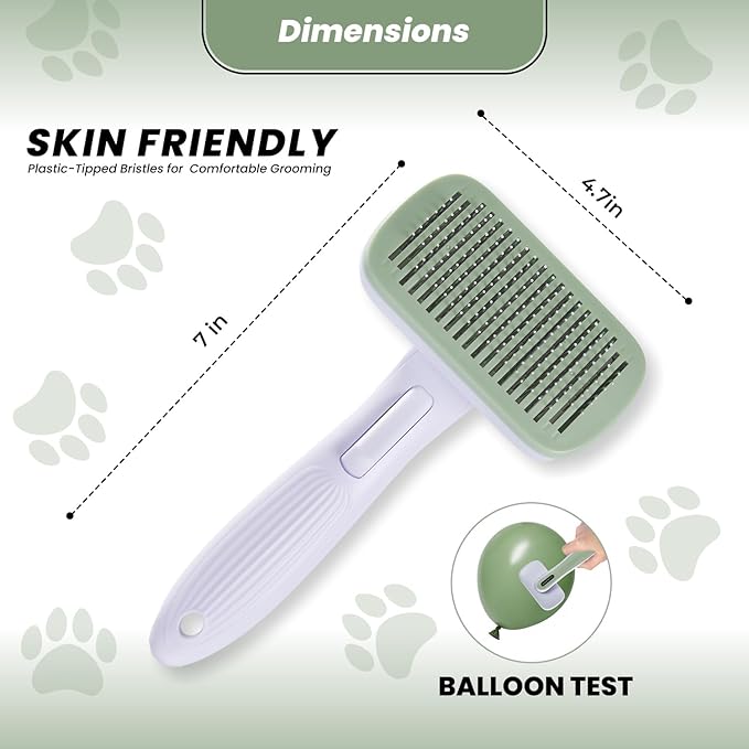 Self- Cleaning Slicker Brush for Dogs Suitable for Short & Long Haired Dogs and Effective Deshedding for Pet Grooming, Undercoat Removal, Tangle-Free Fur, Skin-Friendly Tool for Healthy Coat