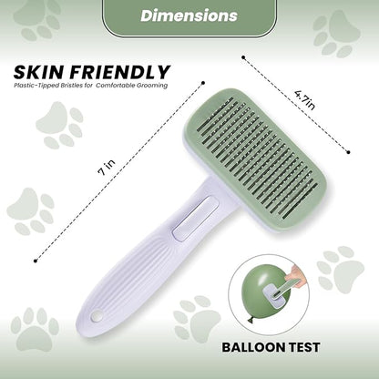 Self- Cleaning Slicker Brush for Dogs Suitable for Short & Long Haired Dogs and Effective Deshedding for Pet Grooming, Undercoat Removal, Tangle-Free Fur, Skin-Friendly Tool for Healthy Coat