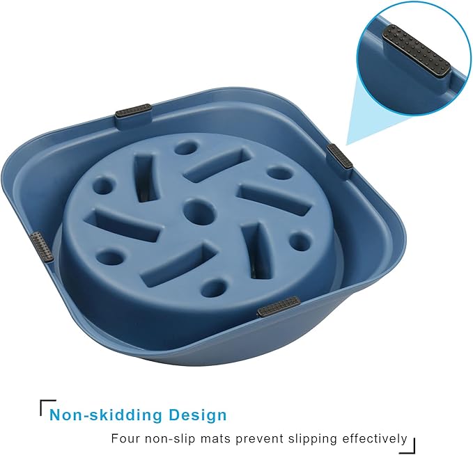UPSKY Slow Feeder Small Dog Puzzle Bowl Feeder - Anti-Slip, Anti-Bloat, Anti-Choking - Deep Blue