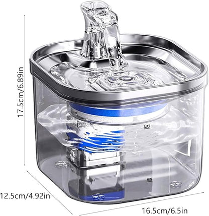 Stainless Steel Cat-Water Fountain with Replacement Filter, Pet Water Fountain Indoor with Automatic Circulationss Filtrations and Intelligent Cat-Dispenser for Flowing, for Cats, Dogs, Multiple Pets