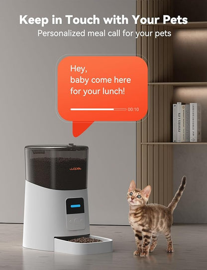 WOPET 6L Automatic Cat Feeder, WiFi Automatic Dog Feeder with APP Control for Remote Feeding, Cat Food Dispenser with Low Food Sensor and Voice Recorder, Up to 15 Meals Per Day