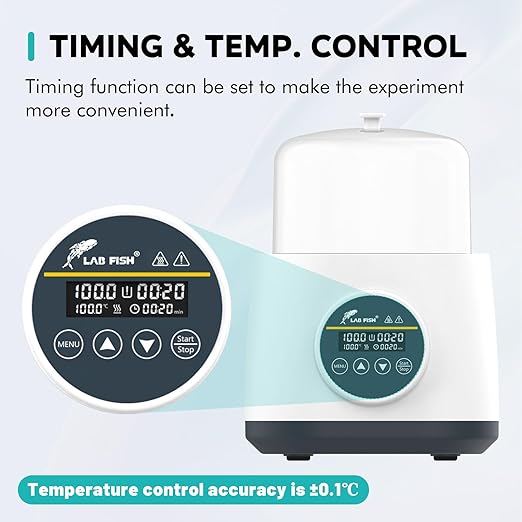 LAB FISH 2L Lab Water Bath(WB-2), 100℃ Precision Heating, Stainless Steel Tank with Timer & Anti-Dry Burn Protection
