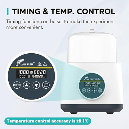 LAB FISH 2L Lab Water Bath(WB-2), 100℃ Precision Heating, Stainless Steel Tank with Timer & Anti-Dry Burn Protection