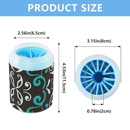 Dog Paw Cleaner Cups for Dogs Pet Foot Washer Paw Scrubber for Medium Small Dogs Cats Cleaning Cup Floral Ethnic Retro
