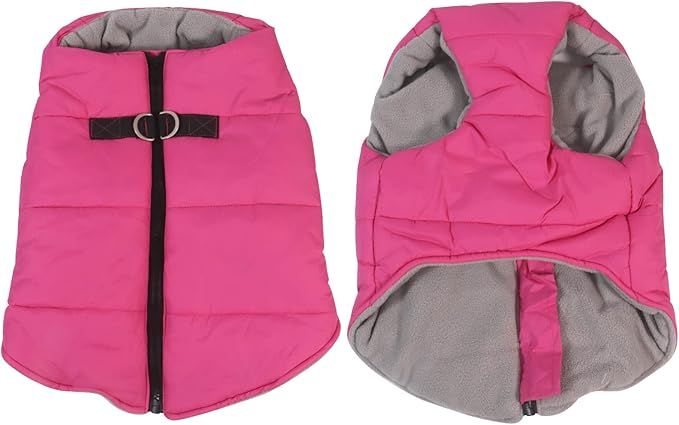 Geyecete Dog Bulldog Clothes Dog Cotton Padded Coat Thick Winter Warm Vest Waistcoat Cold Weather Jacket Clothing for French Bulldog Coat-Pink-M