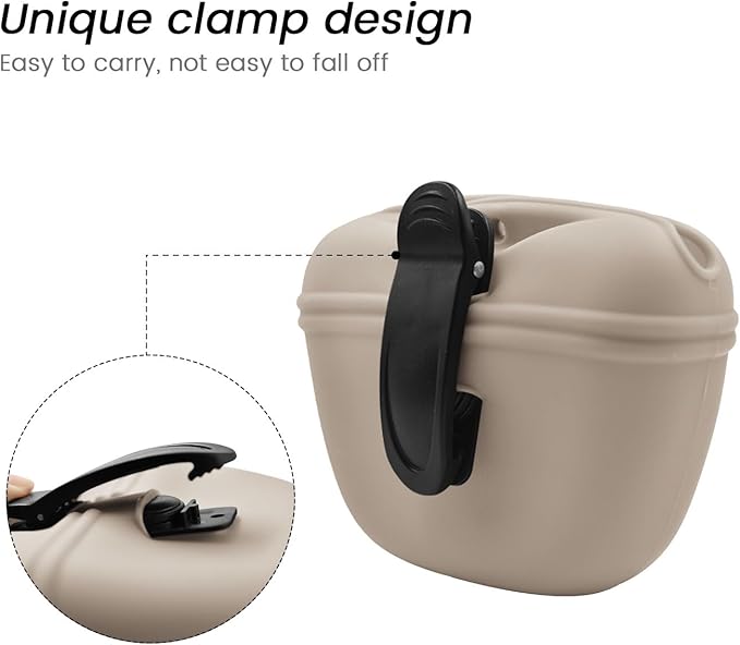 AUDWUD Silicone Dog Treat Pouch,With Training Clicker,Clip on Portable Train Container,Convenient Magnetic Buckle Closing