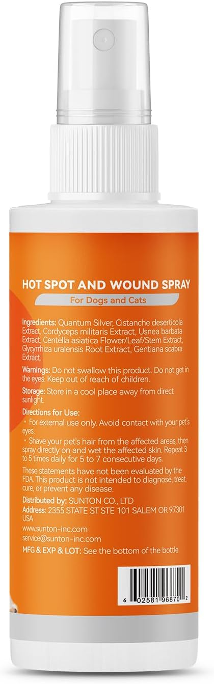 Hot Spot Spray for Dogs, Upgraded Quantum Silver Skin Spray for Dogs, Itch Relief and Hot Spot Treatment for Dogs, Supports Skin Infections and Irritations for All Animals, 4oz