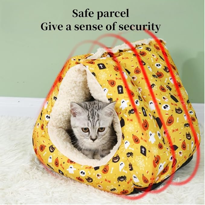 Autumn and Winter Pet Tent Bed, Multi-Functional with Three Functions in One, Can Be Used As A Pet Sofa, Multiple Usage Methods, Yellow Dog Tent Nest, Cat Couch Bed