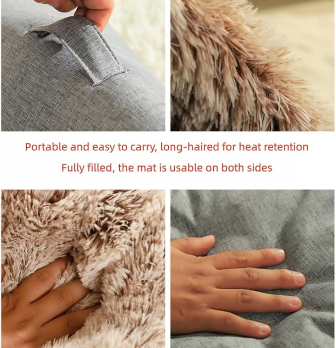 WinterWarmPet CaveBed, Warm Enclosed Pet Bed, Portable Cold-Proof Cozy Cat House Comfortable Anxiety-Relief Pillow Bed (Brown, Large)