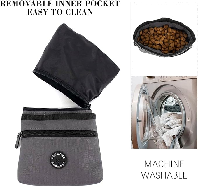 COOWONE Dog Treat Pouch with Pet Training Clicker, Detachable Dog Puppy Training Treat Bag, 900D Oxford Cloth Magnetic Closure Small Dog Poop Bag Holder for Travel or Outdoor Use