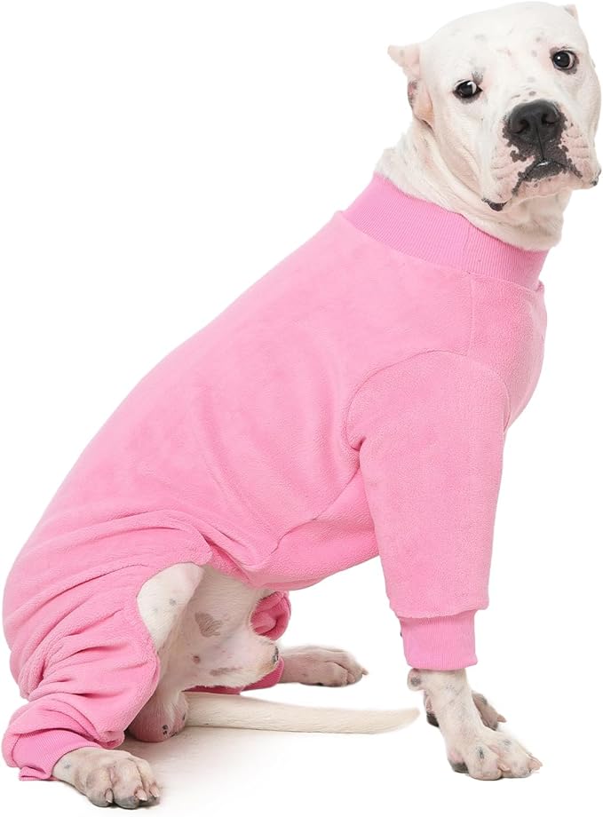 Large Dog Pajamas Winter Fleece Sweaters Soft Onesie for Dogs Girl Cold Weather Pet Jumpsuit Warm Cozy Pjs Jammies for Sleeping Walking, Pink XXXL