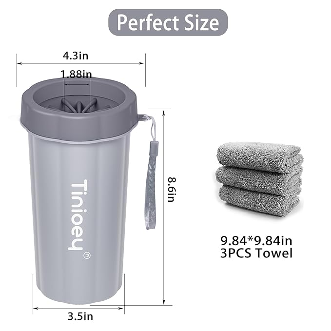 Dog Paw Cleaner for Large Dogs With 3 Towels & Bath Brush, Muddy Foot Washer for Pets