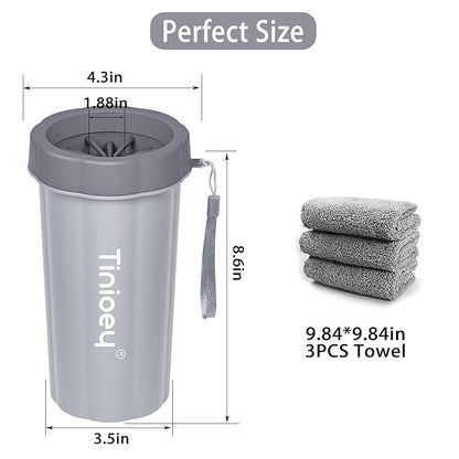 Dog Paw Cleaner for Large Dogs With 3 Towels & Bath Brush, Muddy Foot Washer for Pets