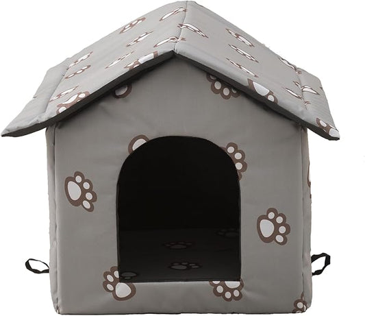 VARMTOR Outdoor Cat House, Cat Houses for Outdoor Cats, Weatherproof Warm and Insulated Cat House with Transparent Curtain Pet House, Stray Cats Shelter