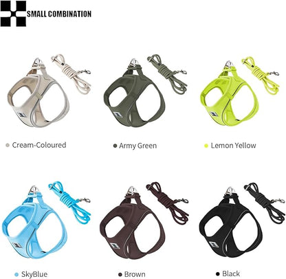 Adjustable Dog Harness with Leash, Reflective Mesh, No-Pull Design，Matching Lead Rope (Army Green, M)