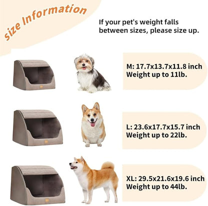 Large Dog House Indoor, Soft Plush Dogs Cave Bed Covered Pet Bed with Fluffy Washable Cushion, Portable Dog/Cat Pet Tent House for Small Medium Dogs (Grey, X-Large)
