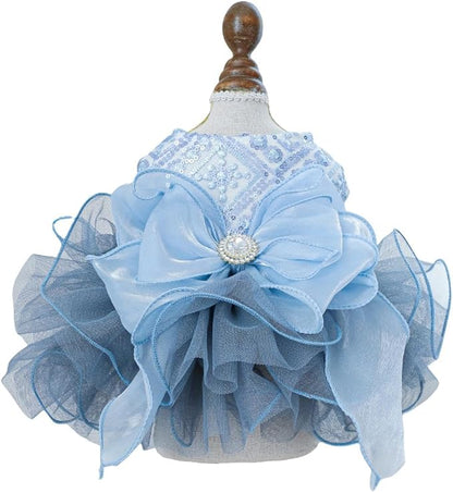Fashion Sweet Puppy Dog Blingbling Princess Skirt Pet Dog Lace Cake Camisole Tutu Dress E-Navy L
