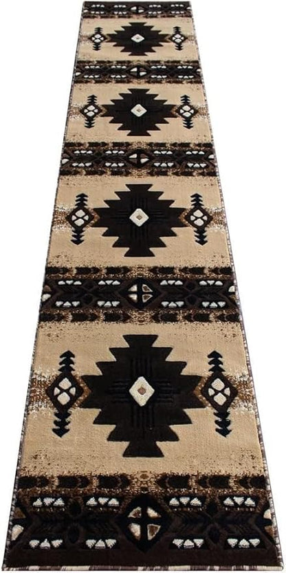 YHSF South West Native American Area Rug C318 - Easy Clean, Thick, Soft, Durable Native Tribal American Indian Inspired Rug for Bedroom/Living Room and More - Berber, 2 ft 4 in x 10 ft 11 in