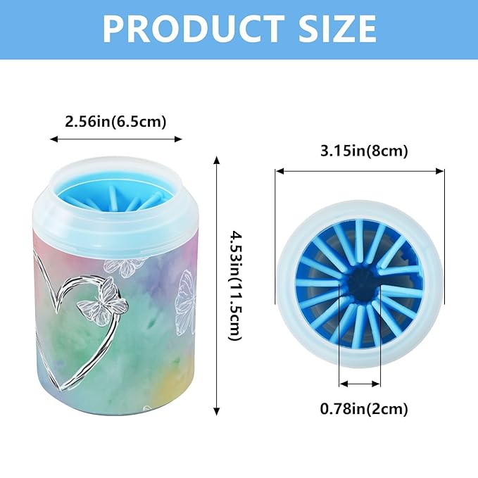 Dog Paw Cleaner Mudbuster Dog Foot Washer for Small Medium Large Dogs Cats Premium Pet Supplies Tie Dye Heart Butterflies