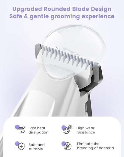 Dog Paw Trimmer with LED Light, 35dB Low Noise Paw Trimmers for Dog's Feet, 2 Speed Safety Electric Dog Clippers for Grooming, Rechargeable Cat Shaver for Paws, Ears, Face, Rump