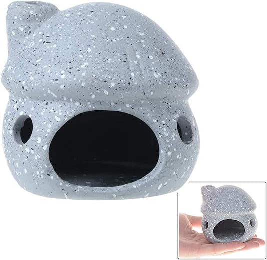 ZYHW Aquarium Decor Ceramic Mushroom House Ornament Fish Tank Landscape Decoration Pottery Hide Cave Habitat Hut Small Shrimp for Goldfishes to Rest Breed Hiding (Grey)
