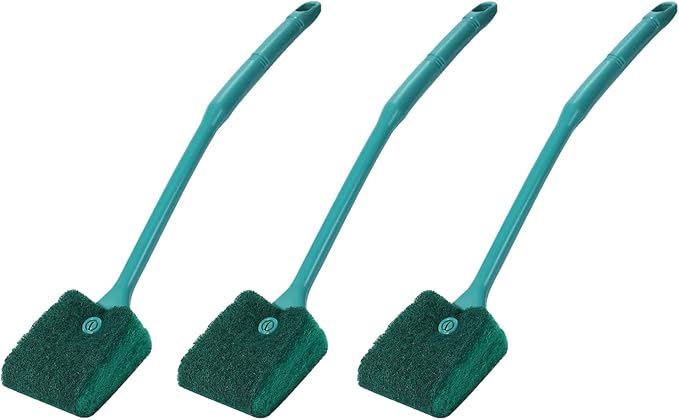 AQUANEAT 3pcs Fish Tank Cleaning Tools, Aquarium Double Sided Sponge Brush, Algae Scraper Cleaner with Long Handle