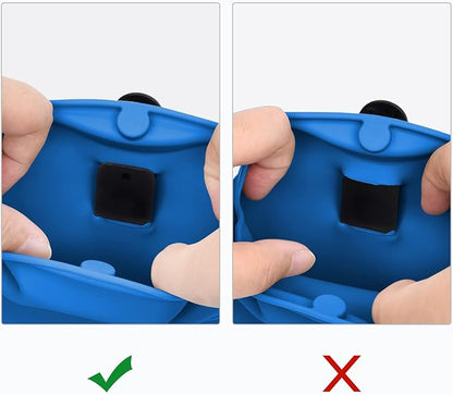 Left&Right Dog Clicker Training Kit,Silicone Dog Training Treat Pouch and Dog Clickers,Dog Treat Bag with Clicker Training for Dogs,Pet Treat Bag with Magnetic Buckle Closing and Waist Clip,Navy Blue