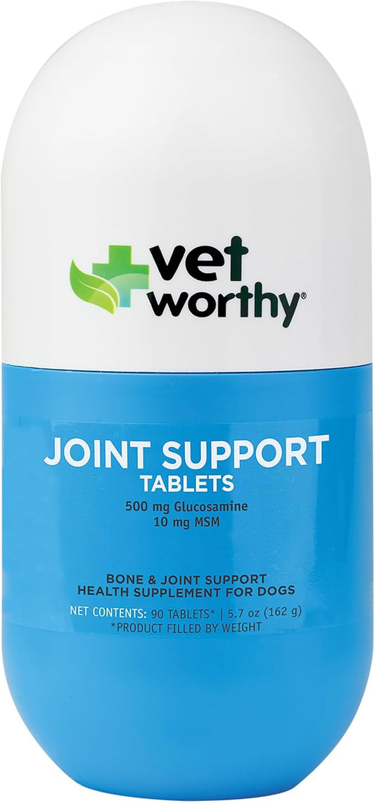 Vet Worthy Dog Hip and Joint Supplement - Glucosamine Chondroitin for Dogs with MSM and Essential Minerals - Early Care Formula for Dog Joint Health and Flexibility - Liver-Flavored Tablet (90 ct)