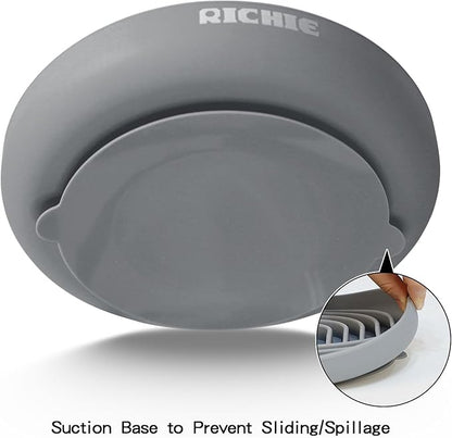 Slow Feeder Dog Bowls with Suction Cups, Silicone Puzzle Bowl for Slow Eating, Pets Slow Feeder Non-Slip Design Dishwasher Microwave Safe for Small Medium Dogs, Grey