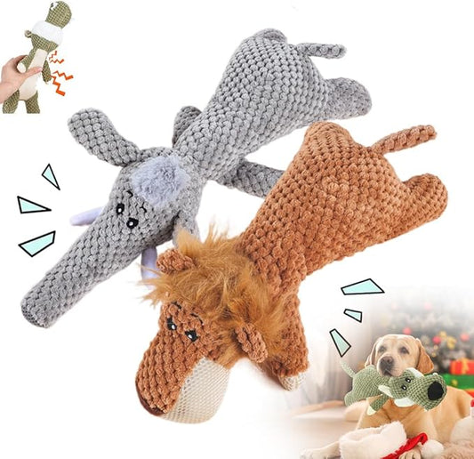 2026 New Dog Toys,Indestructible Plush Dogs Toy for Aggressive Chewers,Squeaky Durable Chew Toy for Indoor Pups Teething, Stuffed Toys for Small Medium Large Dogs (A-Yellow+Grey)