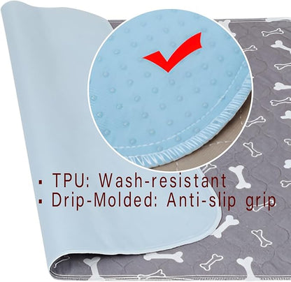 Puppy Pad with Pheromones, Puppy Pad Pee Pads, 100% Waterproof Reusable Washable Pee Pads for Dog & Cat, Absorbent/Leak-Proof/Anti-Slip Pet Training Pads (Gray, M:27.6×31.5"（Pack of 2）)