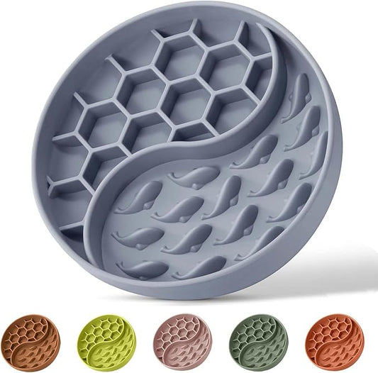 Slow Feeder Dog Bowls, Silicone Pet Food Bowls with Suction Cups, Non-Slip Dog Feeding Slow Down Pet Eating Speed for Fast Eaters, Anxiety Relief & Fun Added (Blue)