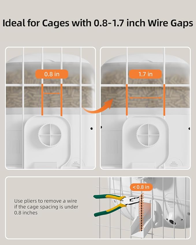 Sandpoy Hanging Automatic Rabbit Feeder with 1080P Camera, 62oz Storage, Multiple Pet Cage Compatibility, Customized Feeding Schedule- Perfect for Ferrets, Cats, Guinea Pigs, Chinchilla and Hedgehog