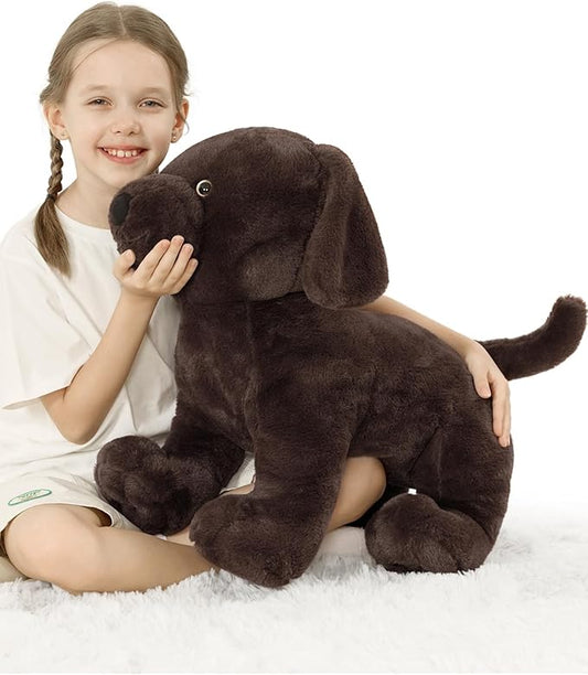 MaoGoLan 24" Giant Chocolate Lab Stuffed Animal, Adorable and Cuddly Large Labrador Dog Plush,Stuffed Puppy Throw Pillow for Puppy Lover,Kids,Adults