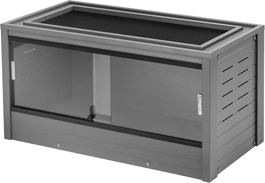 New Age Pet ECOFLEX 36" Wide Medium Reptile Habitat, Mojave Lounge for Snakes, Tortoises & Lizards in Maple, Black & Grey, Easy Assembly, Sliding Glass Doors & Mesh Top