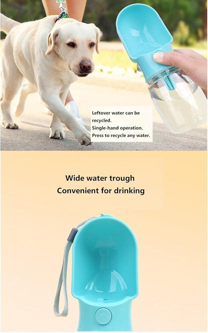 Portable Pet Water Bottle with 180ML Food Storage - Large Size Leakproof Dog Water Bottle for Walking, Travel & Outdoor Use - Cats & Dogs Universal (Pink, 320ML)