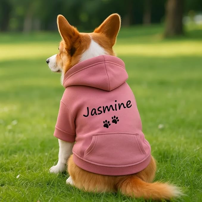 Personalized Name Dog Hoodie, Embroidered Hoodies Pet Name, Custom Puppy Sweater Warm Winter Outfit for Dogs, Unique Pet Birthday Gift Memorial Sweatshirt for Dog Lovers