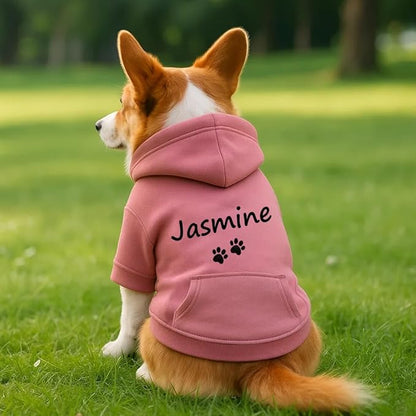 Personalized Name Dog Hoodie, Embroidered Hoodies Pet Name, Custom Puppy Sweater Warm Winter Outfit for Dogs, Unique Pet Birthday Gift Memorial Sweatshirt for Dog Lovers