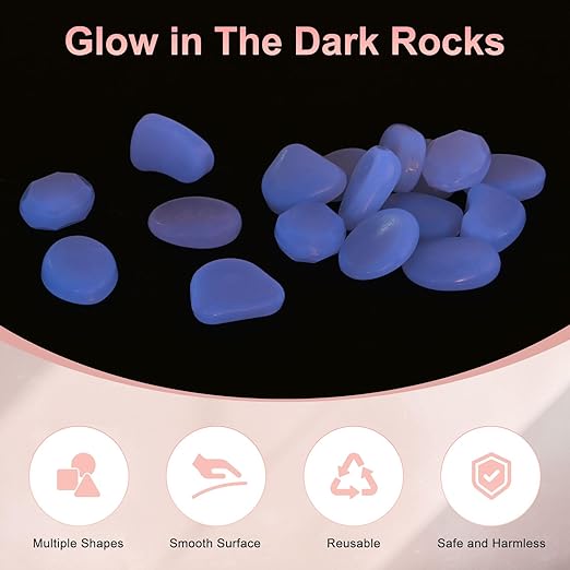20-Pack Glow in The Dark Rocks, 1.77" Resin Outdoor Garden Decorations Luminous Pebbles Stones for Garden Plants/Aquarium/Backyard Path, Aquarium Gravel [White]