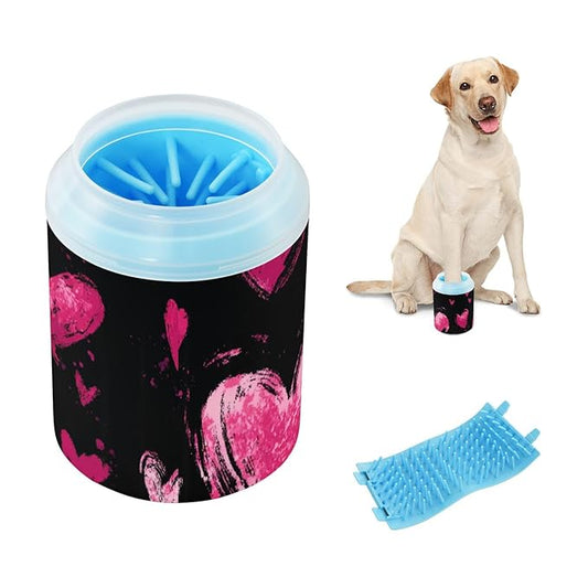 Dog Paw Cleaner Mudbuster Dog Foot Washer for Small Medium Large Dogs Cats Premium Pet Supplies Brush Stroke Valentine Hearts
