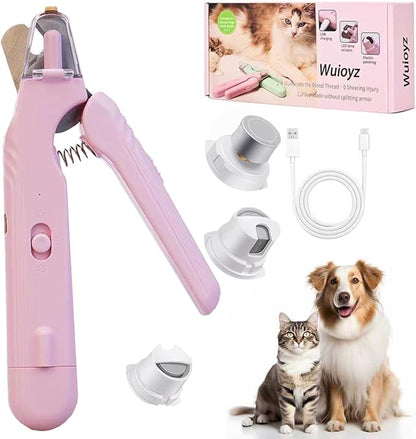 2-in-1 Dog Nail Grinder & Dog Nail Clippers- Gentle Drill Trimmer with Led Light for Large Medium Small Dogs Cats Pets Claw (Pink)