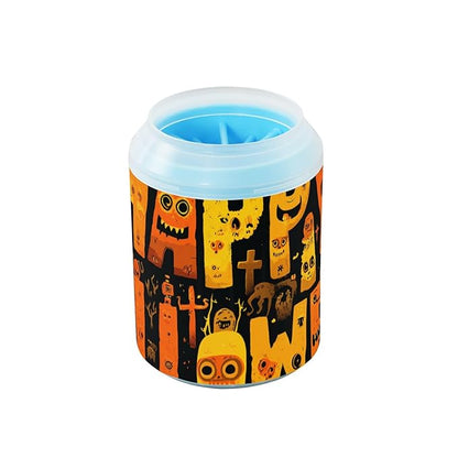 Dog Paw Cleaner Mudbuster Dog Foot Washer for Small Medium Large Dogs Cats Premium Pet Supplies Happy Halloween Art Funny Orange