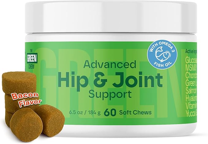 MedsMeHappy Hip & Joint Supplement for Dogs - Bacon Flavor Soft Chews - Mobility & Flexibility Support - MSM, Chondroitin, Glucosamine for Dogs - 60 Count, Dog Glucosamine for Small & Medium Breeds