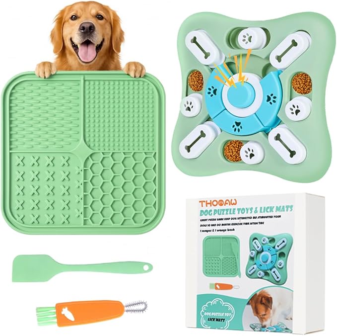 Dog Puzzle Toys Set,Interacive Slow Feeder for Cat,Dog Lick Mat with Suction Cups,Pet Enrichment Toys from Small to Medium