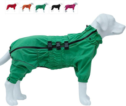 Dogs Waterproof Jacket, Lightweight Waterproof Jacket Reflective Safety Dog Raincoat Windproof Snow-Proof Dog Vest for Small Medium Large Dogs Green XXL